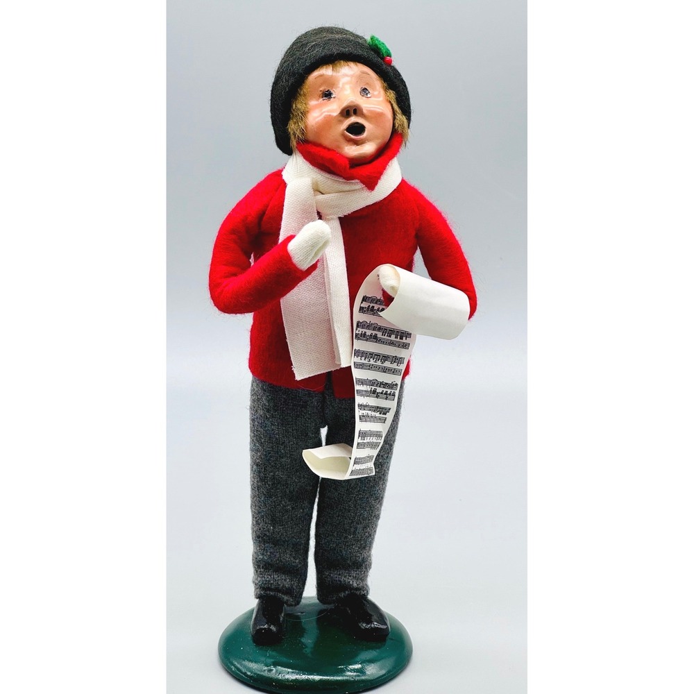 Byers Choice Carolers Boy Red Jacket Gray Pants 1988 Vintage‎ Christmas Figurine